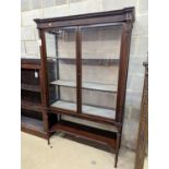 An Edwardian mahogany display cabinet, length 112cm, depth 44cm, height 177cm