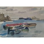 Kenneth Green (1916-1973), watercolour, View of along The Thames, signed and dated 1959, 24 x 34cm