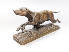 Alfred Dubucand (1828-1894) bronze sculpture of a hunting dog, signed in the bronze. 21cm