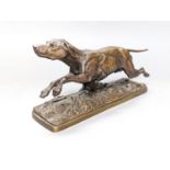 Alfred Dubucand (1828-1894) bronze sculpture of a hunting dog, signed in the bronze. 21cm