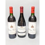 Two bottles of Chateau Musar 1991, and one bottle of Hermitage 1998