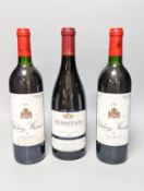 Two bottles of Chateau Musar 1991, and one bottle of Hermitage 1998