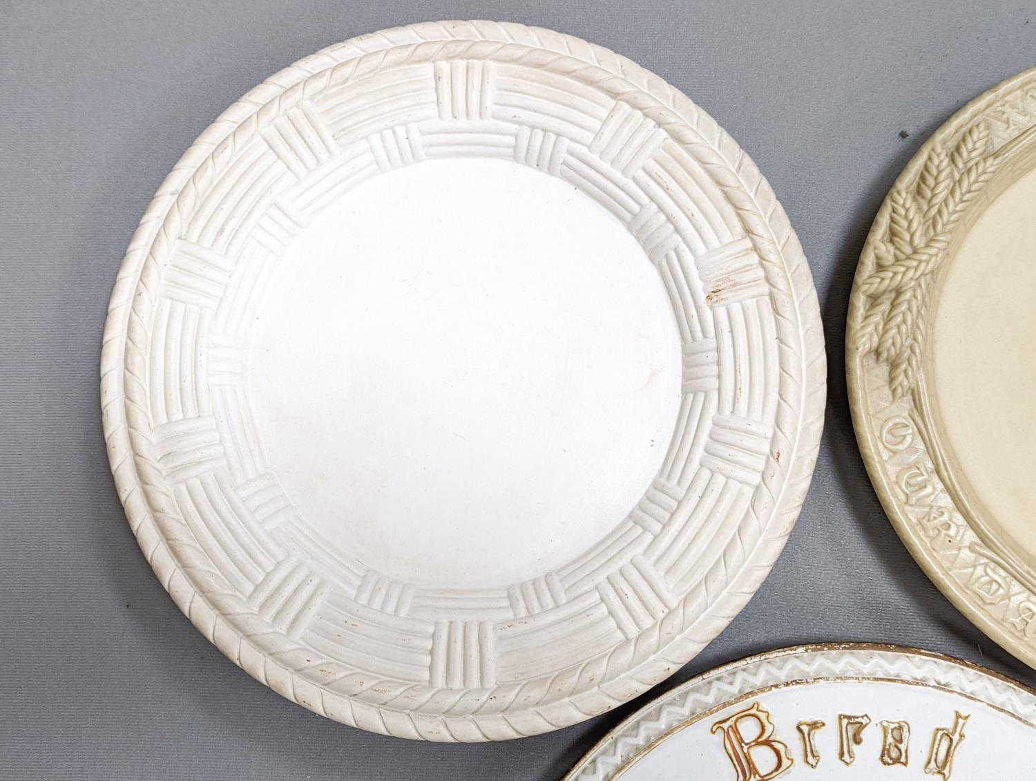 Three Victorian ceramic bread serving platters, 36cm - Image 3 of 5