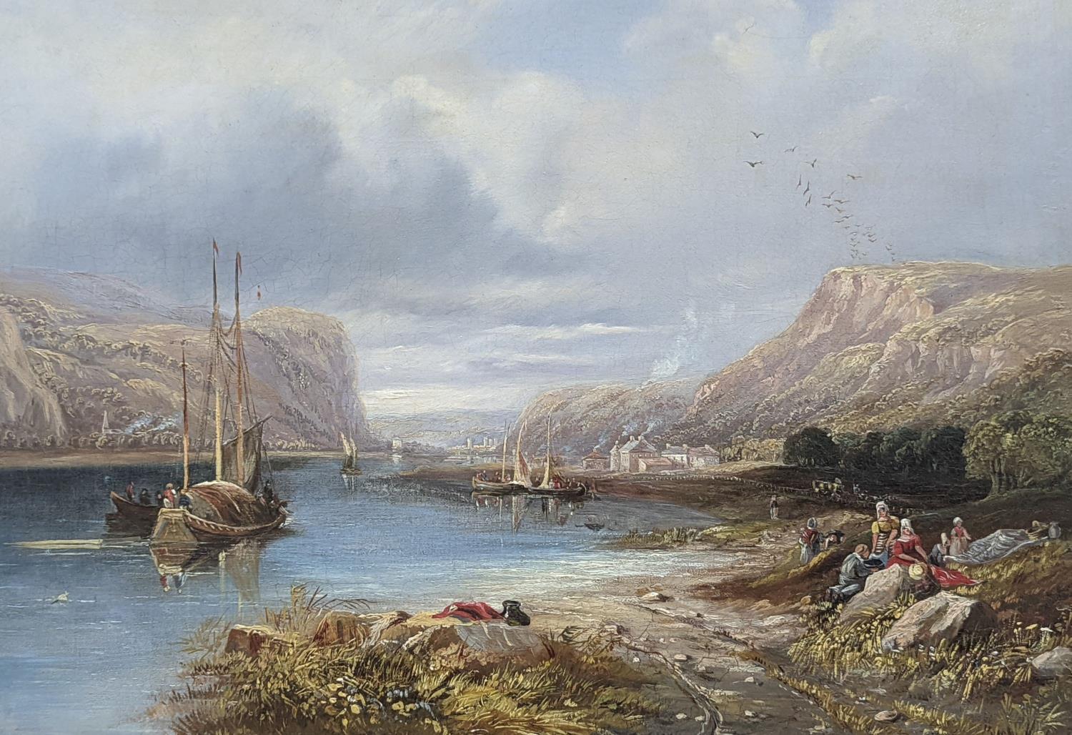 Attributed to James Pattison Cockburn, oil on canvas, lake scene 28.5x41cmWith gallery receipts