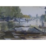 Robert Pell, watercolour and gouache, College of barges and boats October 57, inscribed verso with