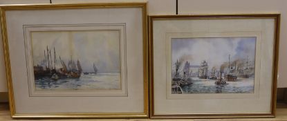 Albert Smith (b.1941), watercolour, Tower Bridge, 23 x 34cm and an Albert Strange watercolour of