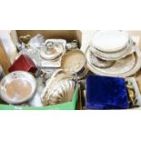 A large quantity of silver plated wares to include toast rack, cruets etc.