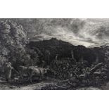 Samuel Palmer (1805-1881), etching, The Herdsman, c.1858, plate 19 x 26cm. unframed.