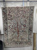 An Ispahan part silk tree of life ivory ground rug, 106 x 150cm REPORT