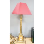 A brass Corinthian column table lamp with shade 83cm incl shade
