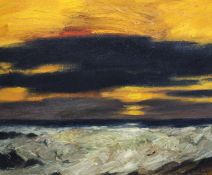 § John Houston (1930-2008) Stormy Sea, Evening, 1986Oil on canvasSigned51 x 61cm.