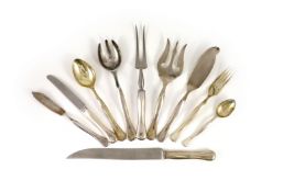 A modern canteen of Italian Eccentrica pattern by Rosenthal for Bulgari 925 sterling cutlery for