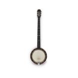 A Clifford Essex banjowith rosewood case and inlaid ebony fret board, nut to bridge 25 inches, 22