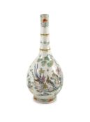 A Chinese famille rose ‘Hundred Birds’ bottle vase, late 19th century,painted with birds and insects