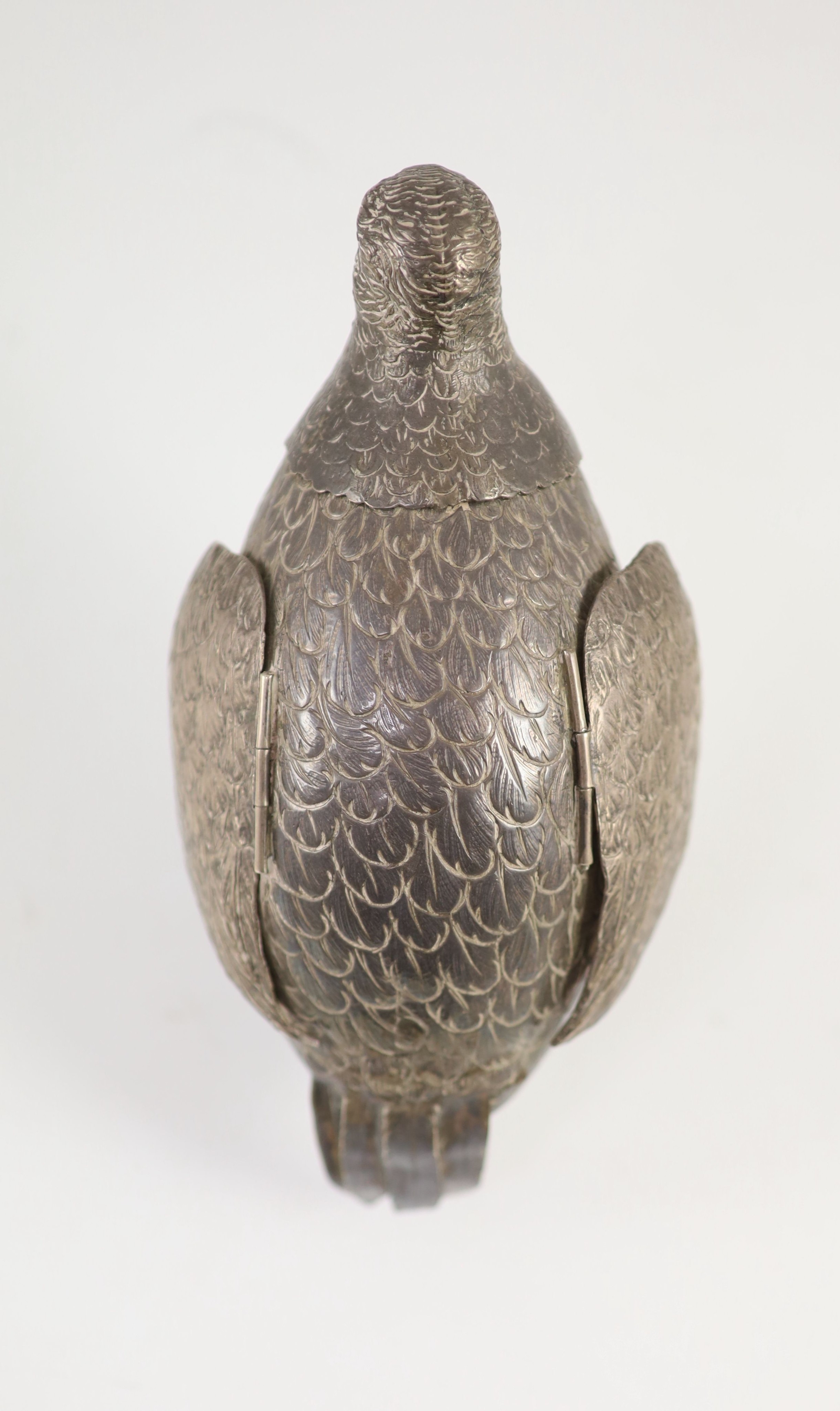 A late Victorian silver free-standing model of a grouse,with hinged wings and detachable head, - Image 3 of 4