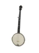 A Windsor Premier banjo model 3,nut to bridge 26.5 inches, 22 frets, with chrome body and open