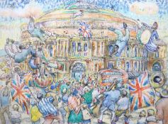 § Charles Mackesy (1962-) Royal Albert Hall 2pastel and watercoloursigned and dated '9145 x 61cm