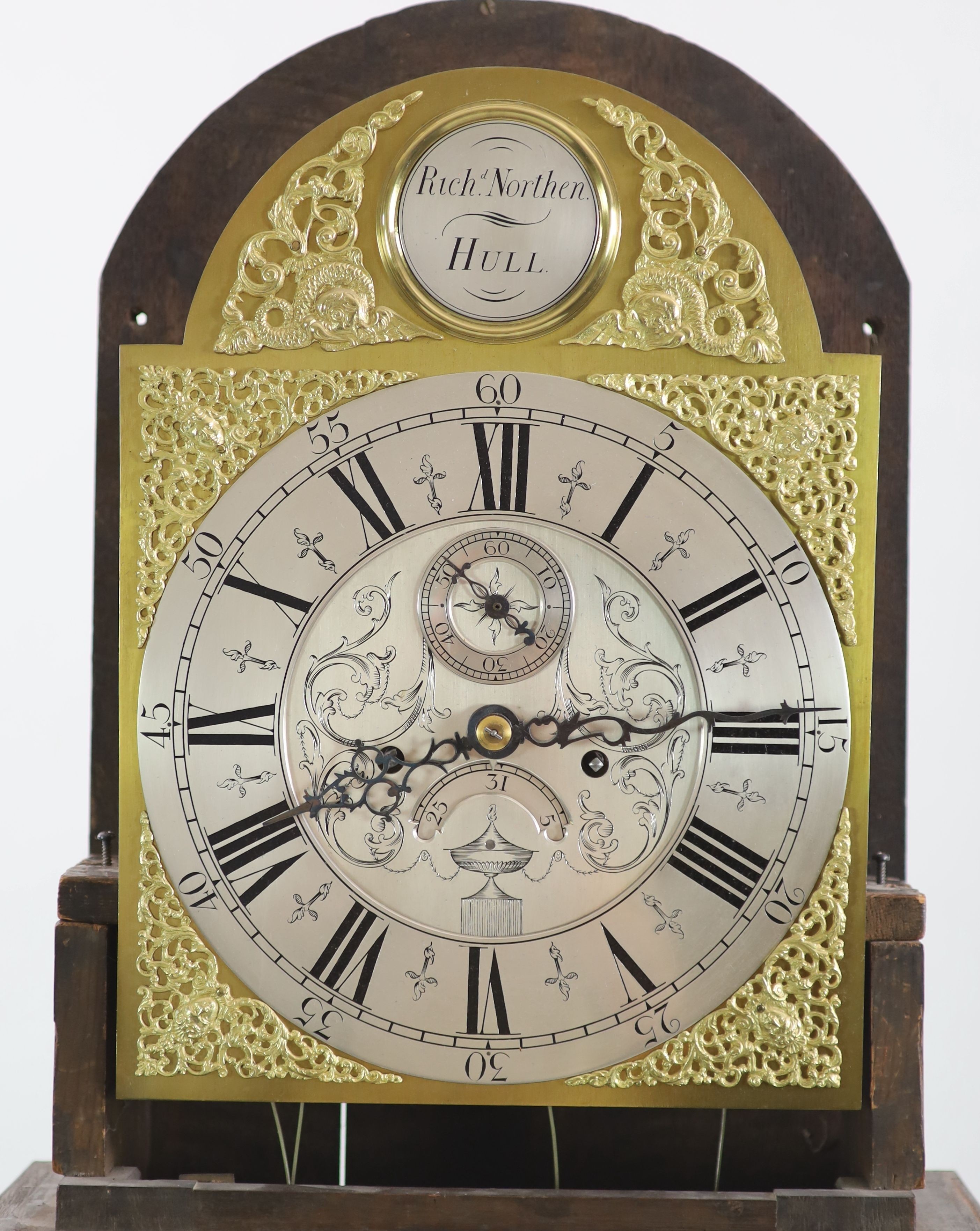 Richard Northen of Hull. A George III mahogany eight day longcase clock,the arched 12 inch brass - Image 4 of 6