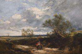 David Cox (1783-1859) Blustery landscapeoil on canvassigned and dated ..25 x 37cm