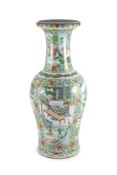 A good large Chinese famille verte baluster vase, late 19th century,with inverted rim, finely