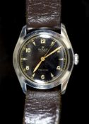 A gentleman's 1950's stainless steel Rolex Oyster precision manual wind wrist watchwith black dial