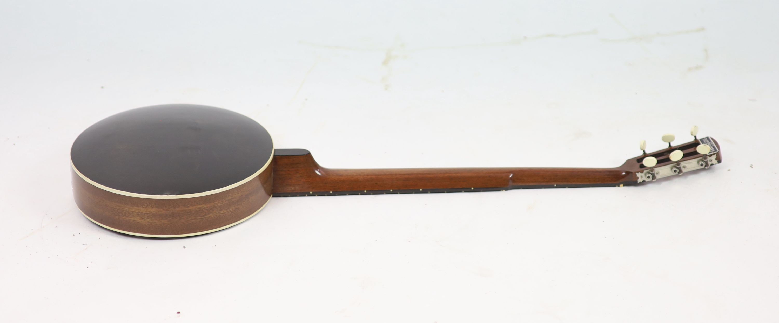 A Clifford Essex ebony mounted banjo,nut to bridge 26 inches (bridge missing), 22 frets,length 94cm, - Image 7 of 7