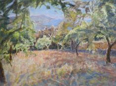 § Patrick Cullen (Contemporary) Orchard, Grats (Languedoc)PastelSigned46 x 61cm.