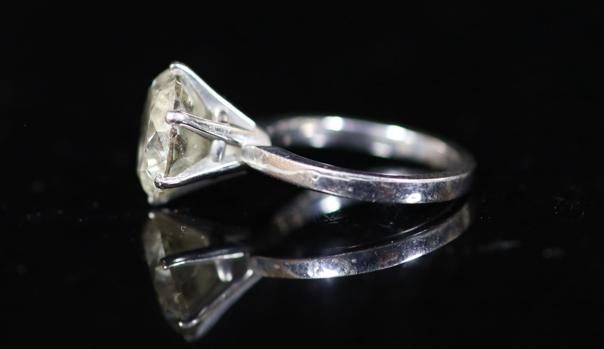 A modern 18ct white gold and solitaire diamond ring,the stone measuring 10.7mm in diameter, (no - Image 3 of 5