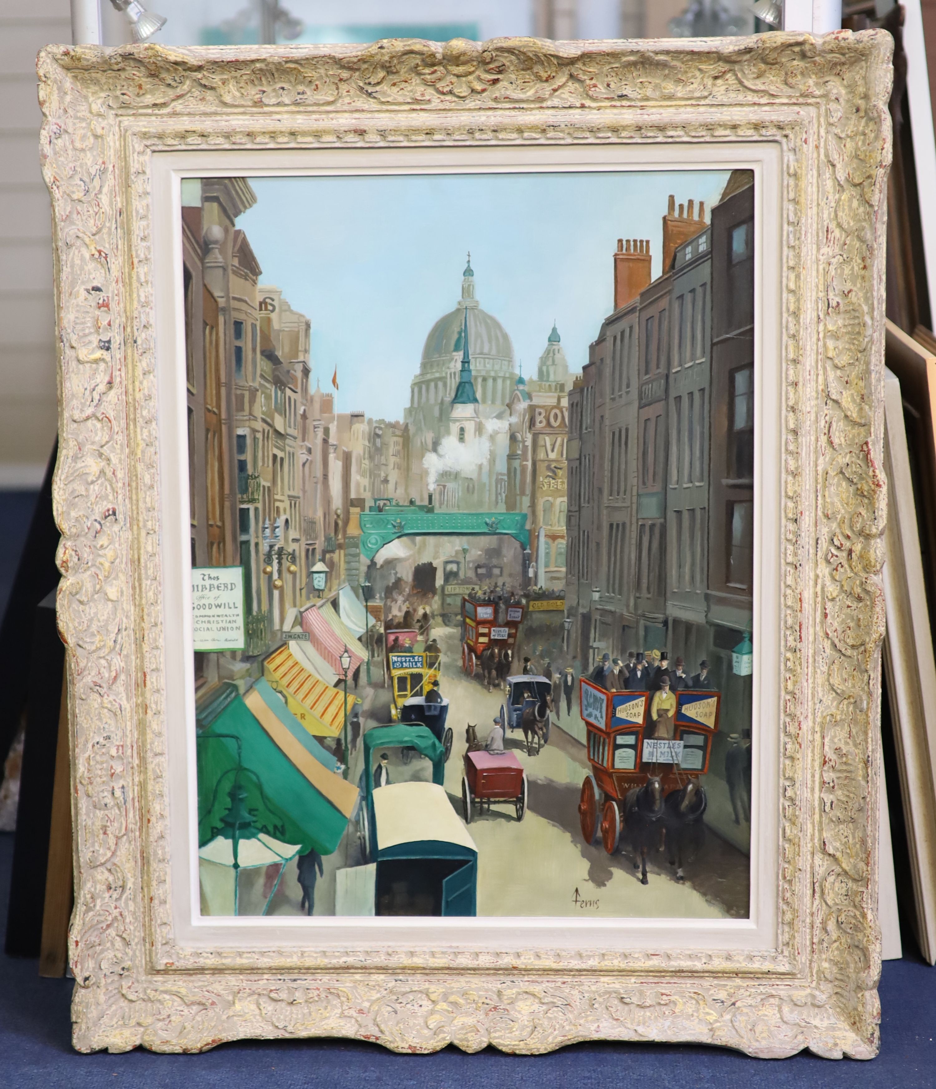 Ronald George Ferns (1925-1997) View along Fleet Street c.1900oil on boardsigned60 x 45cm - Image 2 of 4