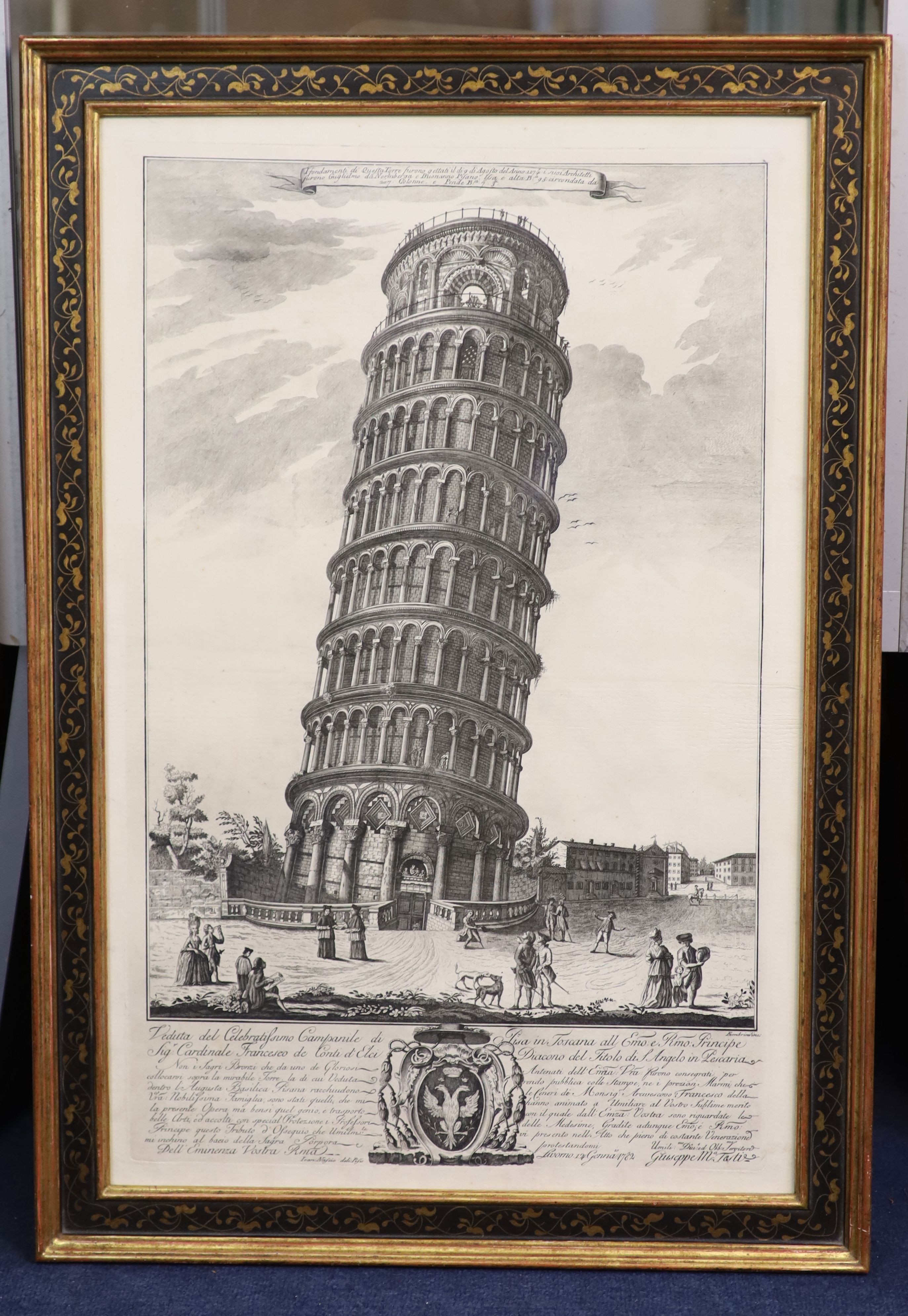 Ferdinando Fambrini Veduta del Celebratissimo Campanile di Pisa, c.1780engraving66.5 x 43cm - Image 2 of 5