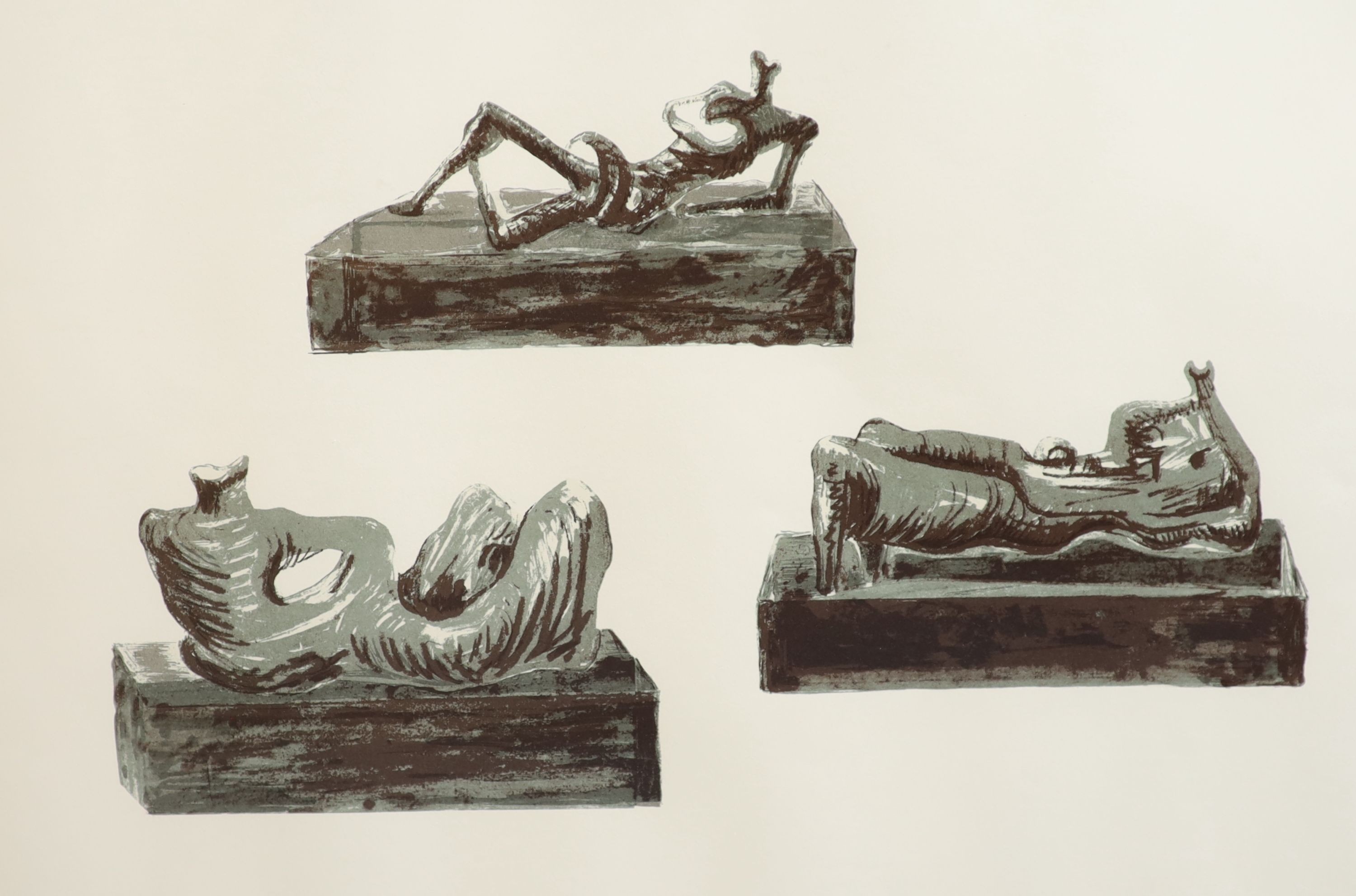 § Henry Moore (1898-1986) Three reclining figures on pedestals (C.439)LithographSigned in pencil,