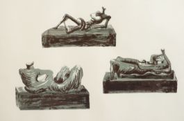 § Henry Moore (1898-1986) Three reclining figures on pedestals (C.439)LithographSigned in pencil,