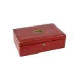 A red leather Morocco leather dispatch box 'The Hon A. Clive Lawrence C.B.E.' by John Peck & Son,