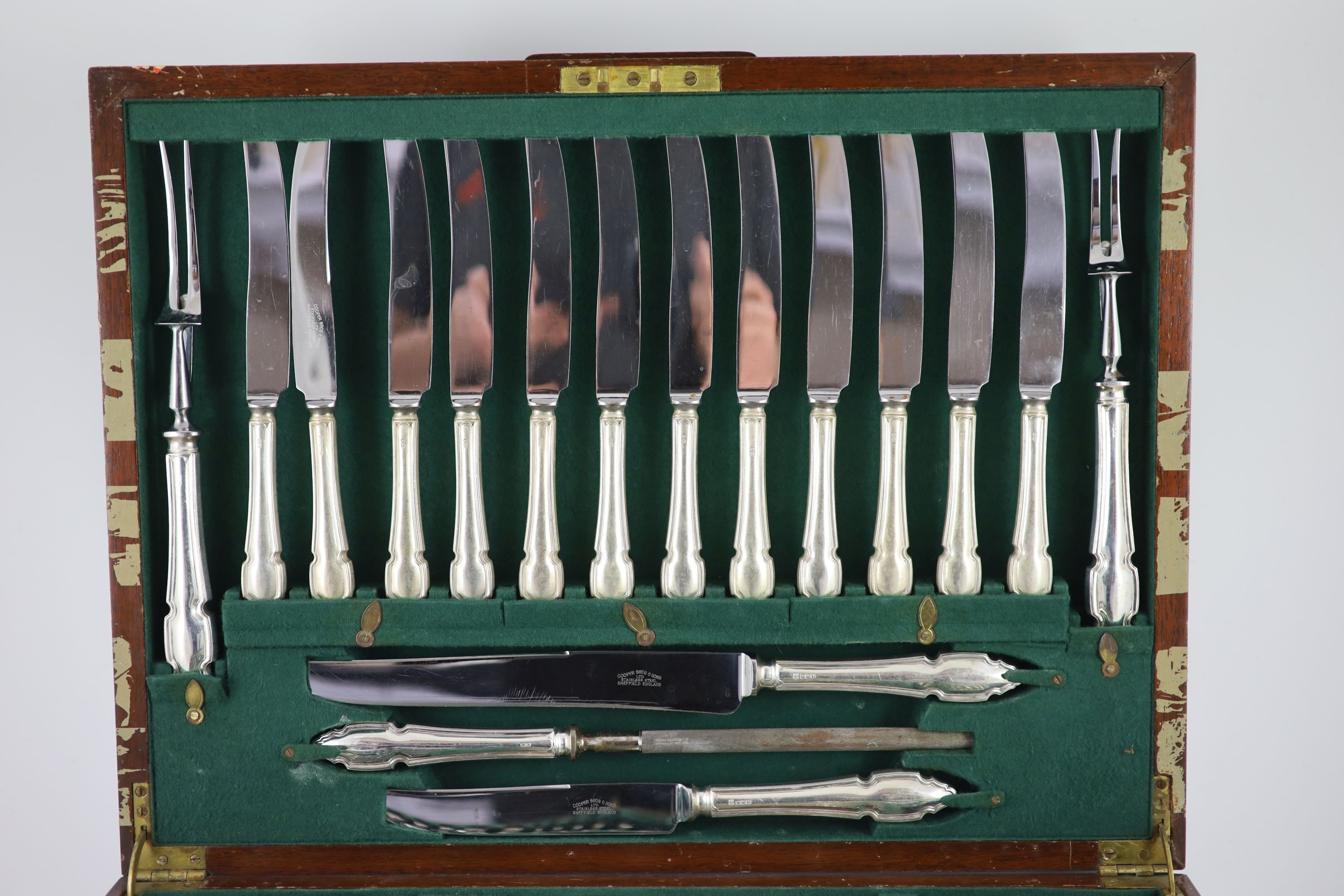 An almost complete canteen of silver Chippendale pattern cutlery for twelve, by Cooper Brothers & - Image 3 of 7