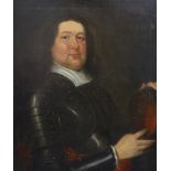 Follower of Gerrit van Honthorst (1590-1656) Portrait of a man in armouroil on canvas74 x 62cm.