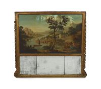 English School circa 1900 Italianate river landscapeOil on canvasSet into a parcel gilt walnut