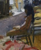 § Ken Howard (1932-) Seated nude, 'Charlotte, May '90'oil on canvassigned31 x 26cm