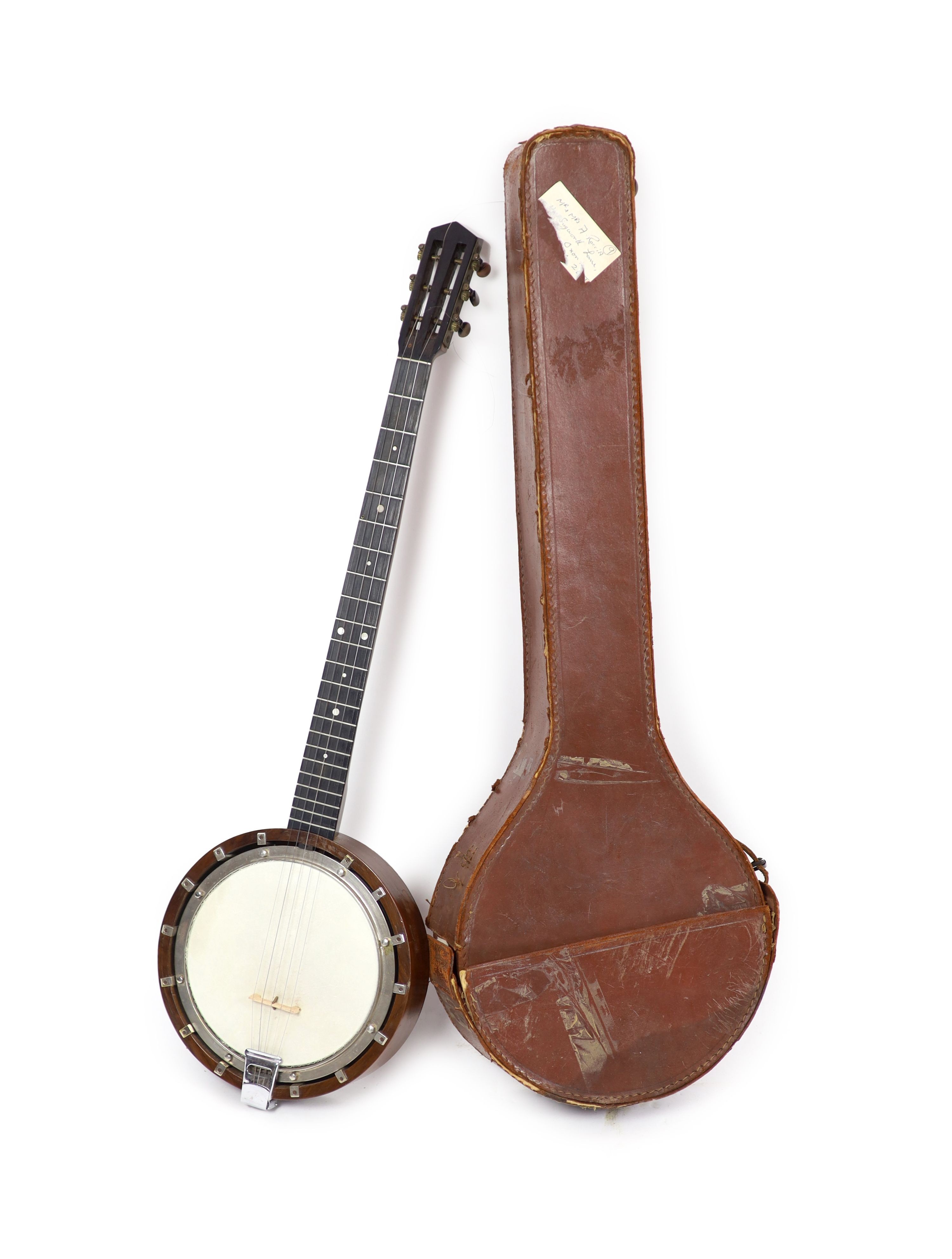 A Clifford Essex banjowith rosewood case and inlaid ebony fret board, nut to bridge 25 inches, 22 - Image 2 of 7