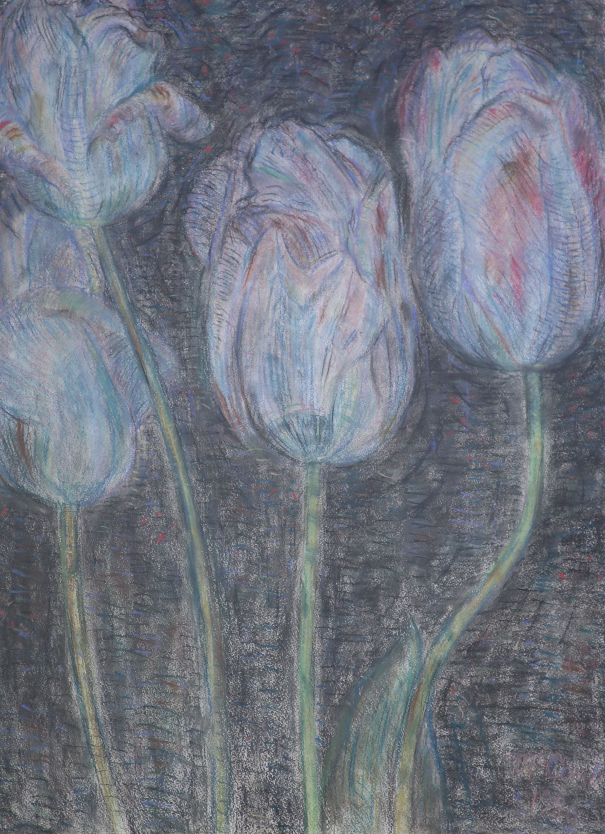 § Leonard Mccomb (1930-2018) 'May Tulips'Pastel on Whatman paperSigned and dated 198676 x 56cm.