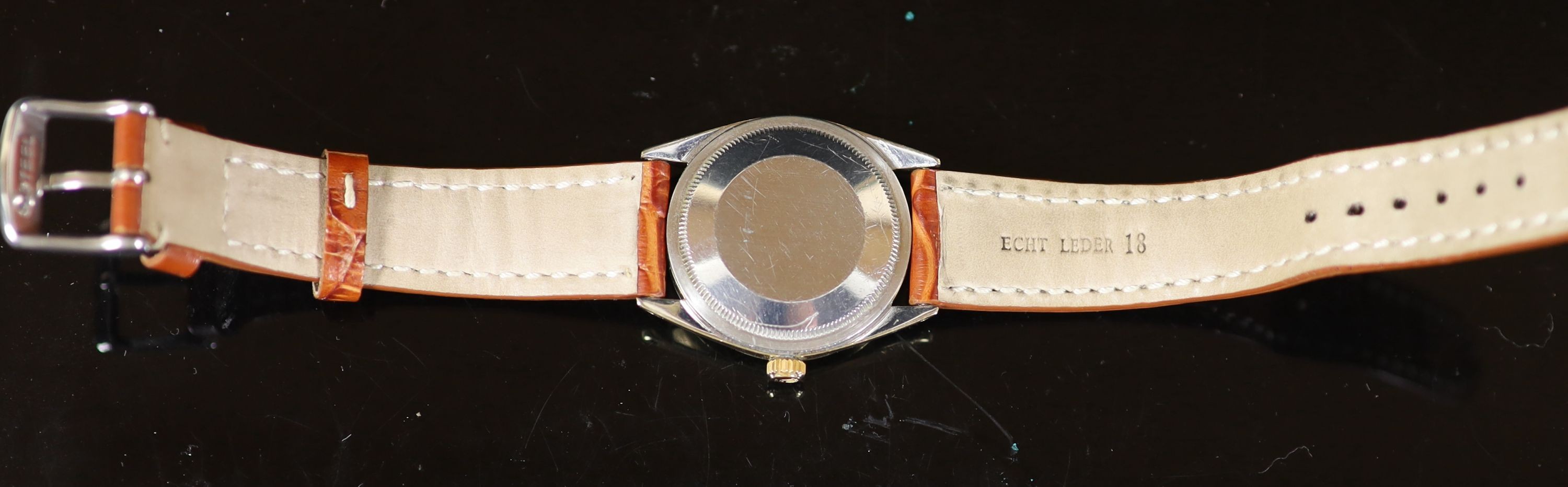 A gentleman's early 1960's steel and gold plated Rolex Oyster Perpetual wrist watch,with arrowhead - Image 3 of 3