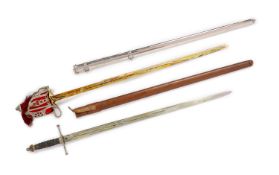 A George V Scottish Queen’s Own Cameron Highlanders basket hilted Claymore and a similar broad