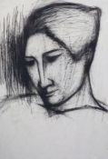 § Elena Gaputyte (1927-1991) Self portraitcharcoal on papersigned and dated '6174 x 50cm