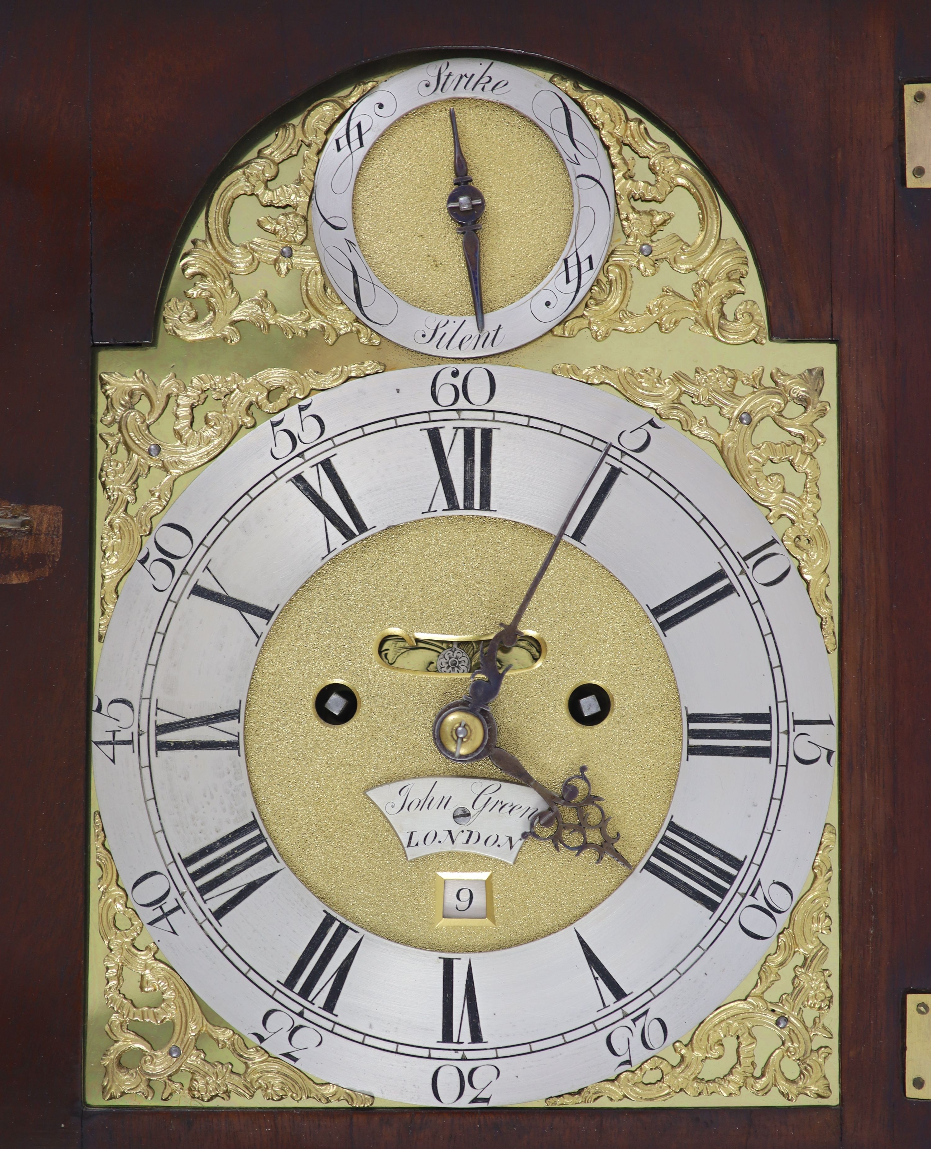 John Green of London. A George III mahogany eight day hour repeating bracket clockthe plain case - Image 2 of 4