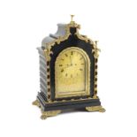 French, Royal Exchange, London. A Victorian ormolu mounted ebonised bracket clock,the shaped