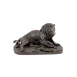 Christopher Fratin (1801-1864). An animalier bronze model 'Lion capturant un gavial',signed in the