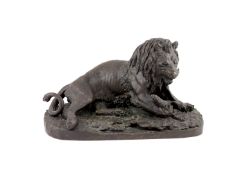 Christopher Fratin (1801-1864). An animalier bronze model 'Lion capturant un gavial',signed in the