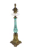 A rare ormolu mounted overlaid ‘mercury’ glass table lamp, the glass possibly by James Powell &