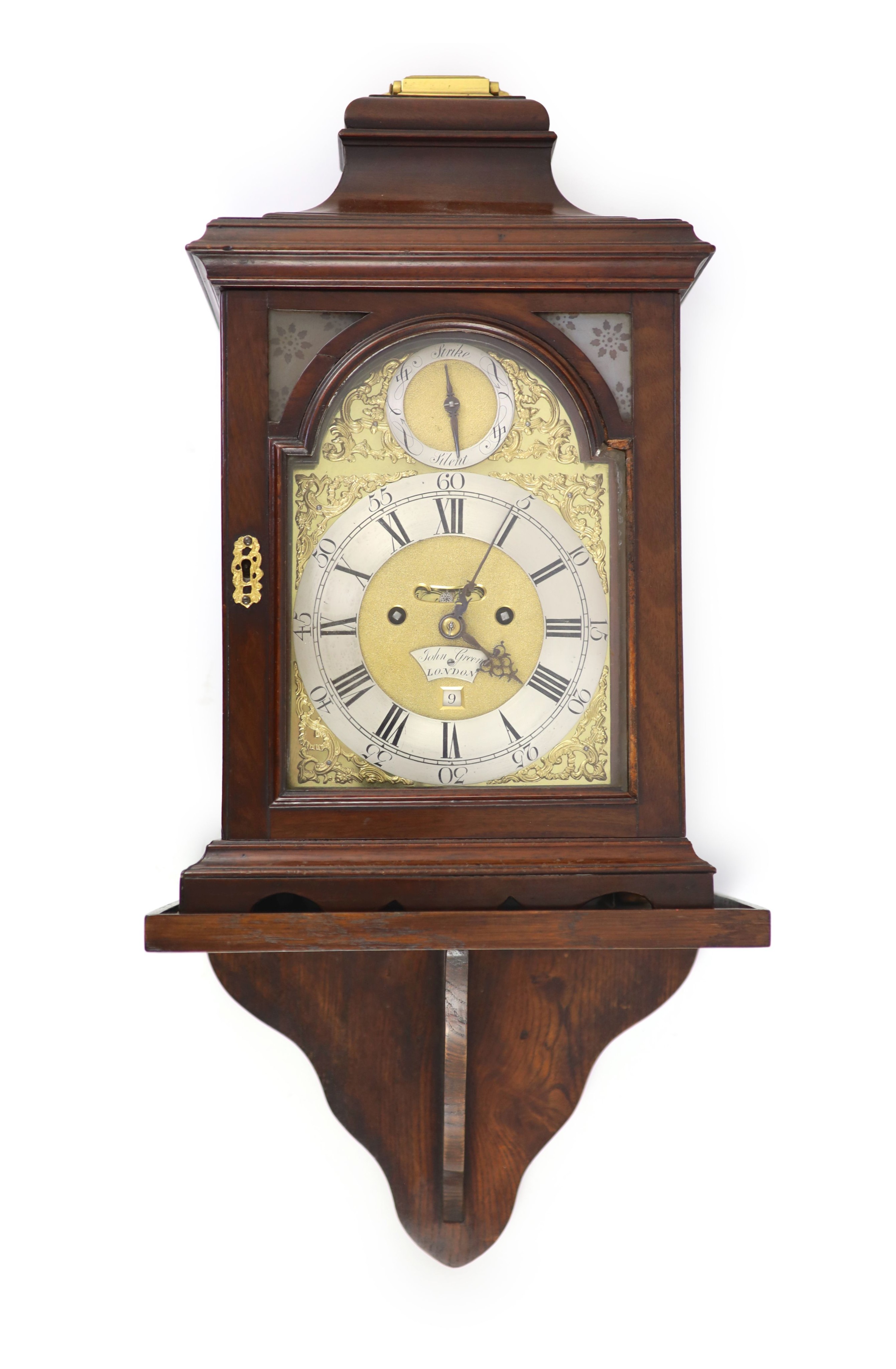 John Green of London. A George III mahogany eight day hour repeating bracket clockthe plain case