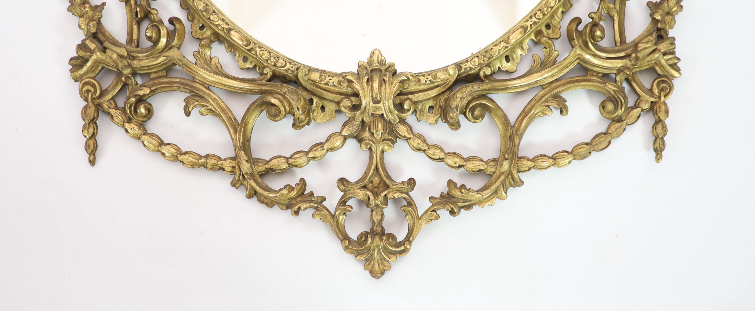 A 19th century Chippendale style gilt and gesso wall mirrorwith ornate foliate scroll frame capped - Image 2 of 5