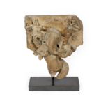 An Indian sandstone Ganesha stele fragment, Rajasthan 11th/12th century,the multi-armed elephant-